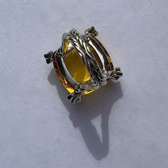 David Yurman Cushion On Point 20x20mm Lemon Citrine & Diamonds Ring sz.7. - Picture 5 of 10